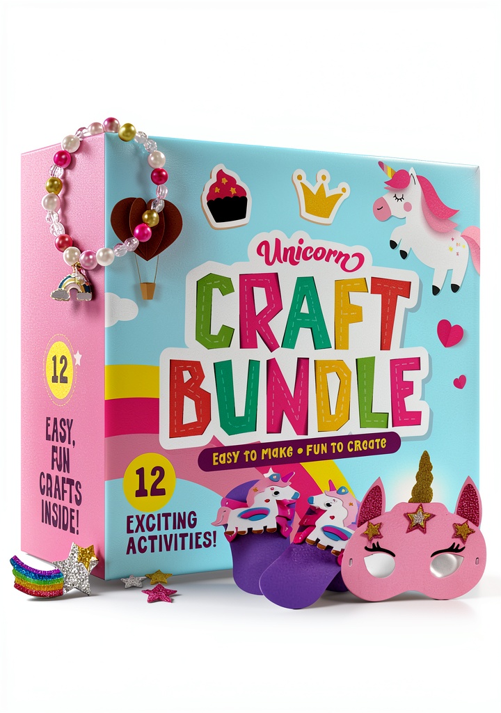 Dan&Darci Unicorn Craft Kit with colorful components laid out on a table