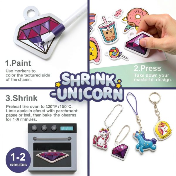 Yrinfay Unicorn Shrink Plastic Craft Kit for Kids DIY Art-3
