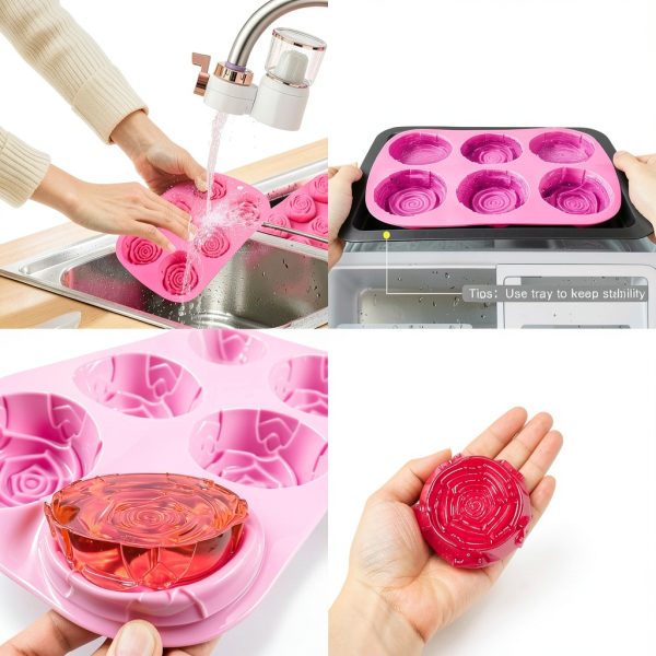 YJWYDM Silicone Rose Mold BPA Free Pink Candy Soap Maker-2