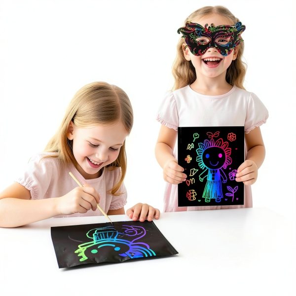 GLCSC Rainbow Scratch Art Kit for Kids Paper Craft Set-3