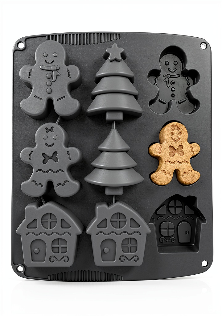 LLchunyun Christmas silicone mold with gray color and detailed shapes