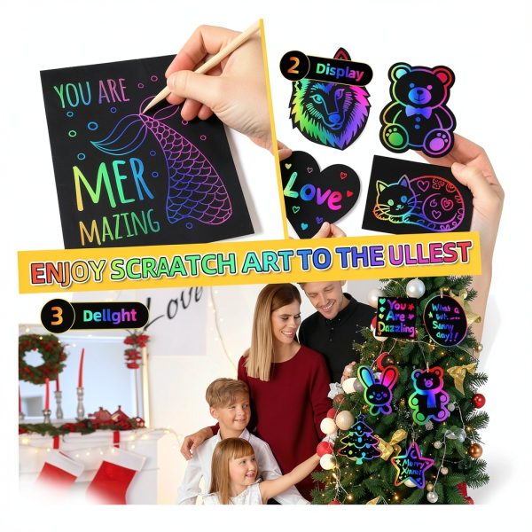 GLCSC Rainbow Scratch Art Kit for Kids Paper Craft Set-2