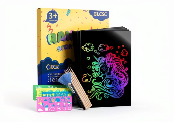 GLCSC Rainbow Scratch Art Kit for Kids Paper Craft Set-0