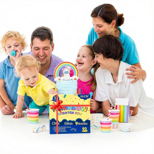 GLCSC Rainbow Scratch Art Kit for Kids Paper Craft Set-5