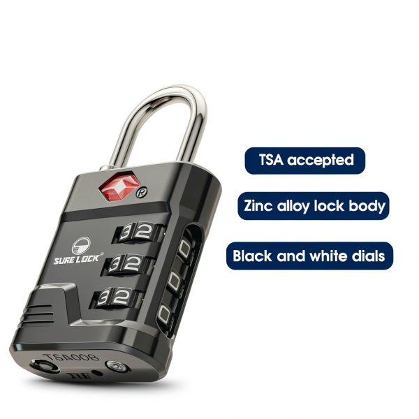 SURE LOCK TSA Luggage Lock Zinc Alloy Durable-2