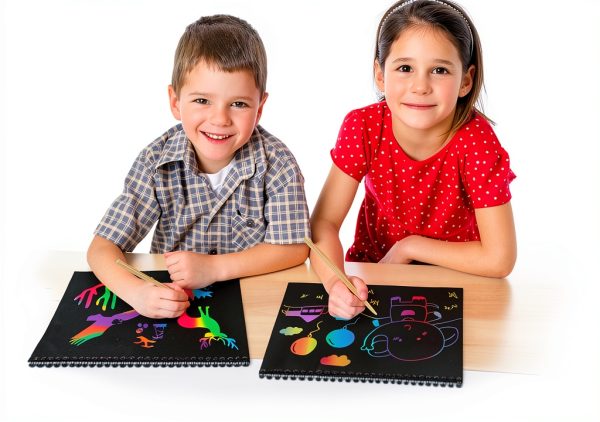 MBJRFU Rainbow Scratch Art Notebooks for Kids-2