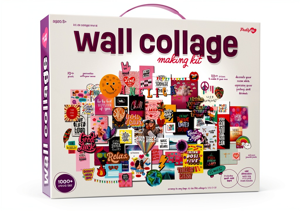 Teen girl creating a wall collage with the Pretty Me kit