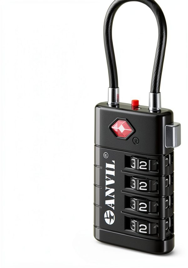 Luggage Lock ANVIL TSA Approved – Scratch‑Resistant Zinc Alloy Black-2