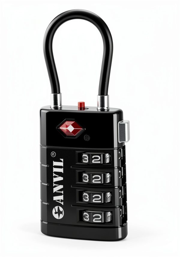 Luggage Lock ANVIL TSA Approved – Scratch‑Resistant Zinc Alloy Black-7
