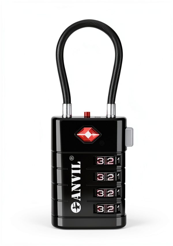 Luggage Lock ANVIL TSA Approved – Scratch‑Resistant Zinc Alloy Black-3