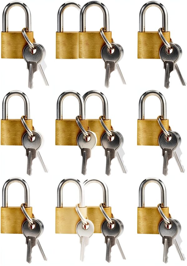 Juvale Mini Key Lock Set Polished Gold Luggage Travel Locks 12 Pieces-0