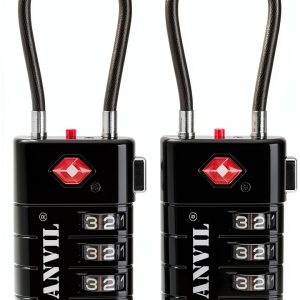 Luggage Lock ANVIL TSA Approved – Scratch‑Resistant Zinc Alloy Black-0