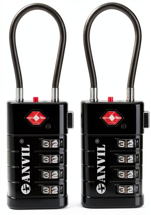 Luggage Lock ANVIL TSA Approved – Scratch‑Resistant Zinc Alloy Black-0