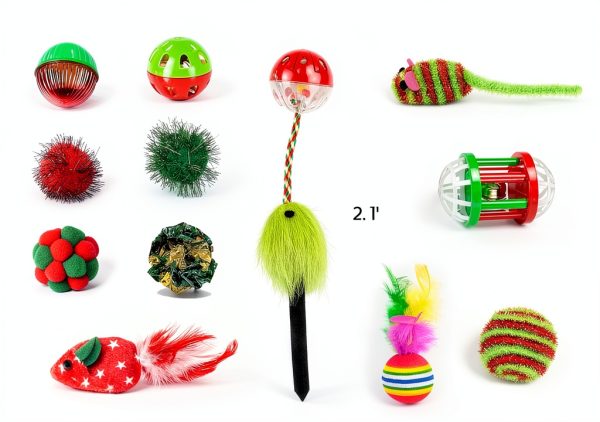 CHIWAVA 17 Christmas Cat Toy Bag Set - Plush, Plastic and EVA Toys-2