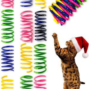 AGYM Cat Spring Toys, 30 Pack Cat Spiral Springs for Indoor Cats, Colorful & Durable Plastic Spring Coils Attract to Swat, Bite, Hunt, Interactive Toys for Kittens-0