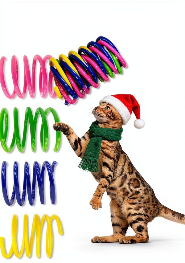AGYM Cat Spring Toys, 30 Pack Cat Spiral Springs for Indoor Cats, Colorful & Durable Plastic Spring Coils Attract to Swat, Bite, Hunt, Interactive Toys for Kittens-2