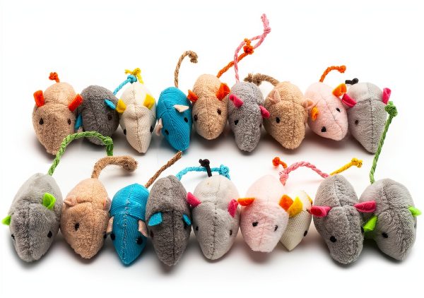 Fashion's Talk Cat Mice Toy 18-Pack Plush Catnip-Filled Mice Toys for Indoor Cats - Realistic Design, 9 Assorted Colors, 2 of Each, Value Pack-0
