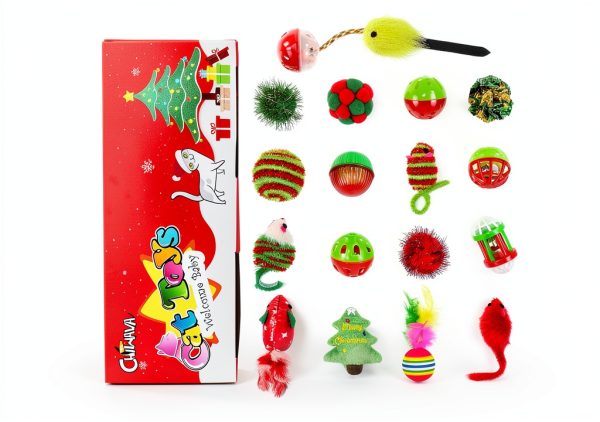 CHIWAVA 17 Christmas Cat Toy Bag Set - Plush, Plastic and EVA Toys-3