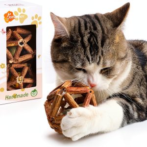 Catnip Toys Gochanmon 2‑Piece Silvervine Stick & Bell Ball Set-0