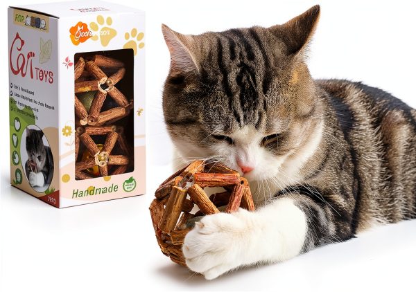 Catnip Toys Gochanmon 2‑Piece Silvervine Stick & Bell Ball Set-0