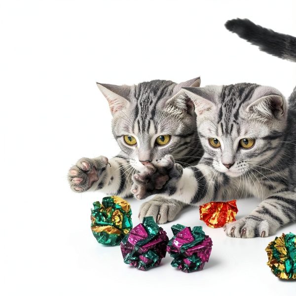 SunGrow Cat Crinkle Balls Toy 6 Pack Shiny Mylar Interactive-1