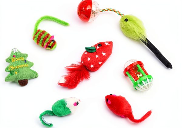 CHIWAVA 17 Christmas Cat Toy Bag Set - Plush, Plastic and EVA Toys-6