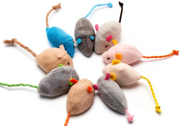 Fashion's Talk Cat Mice Toy 18-Pack Plush Catnip-Filled Mice Toys for Indoor Cats - Realistic Design, 9 Assorted Colors, 2 of Each, Value Pack-1