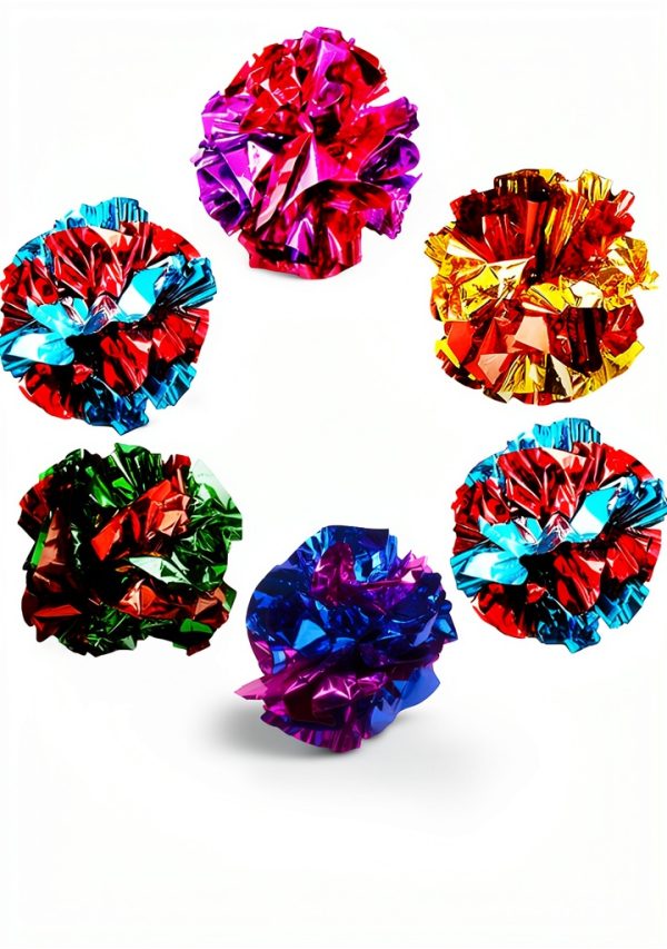 SunGrow Cat Crinkle Balls Toy 6 Pack Shiny Mylar Interactive-5