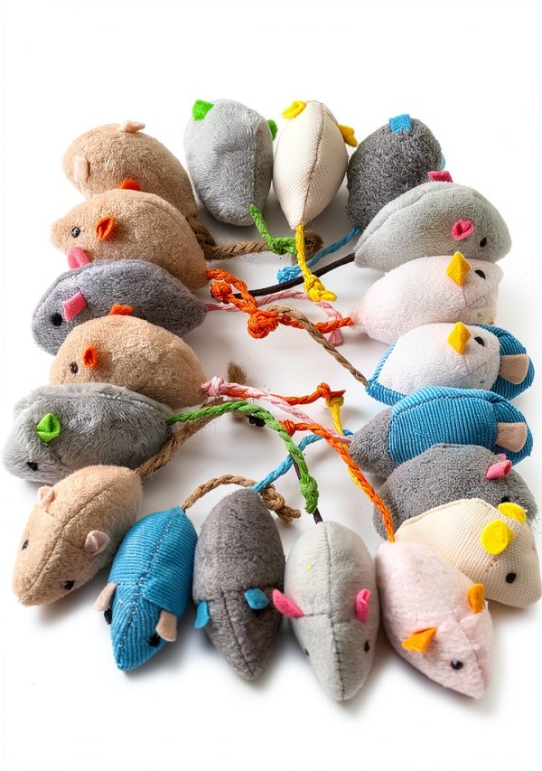 Fashion's Talk Cat Mice Toy 18-Pack Plush Catnip-Filled Mice Toys for Indoor Cats - Realistic Design, 9 Assorted Colors, 2 of Each, Value Pack-4