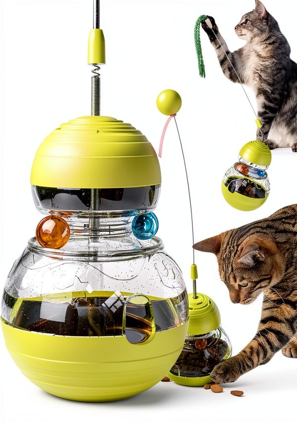 Cat Toy TLKNG Interactive Wobble Treat Dispensing Ball for Indoor Cats-0