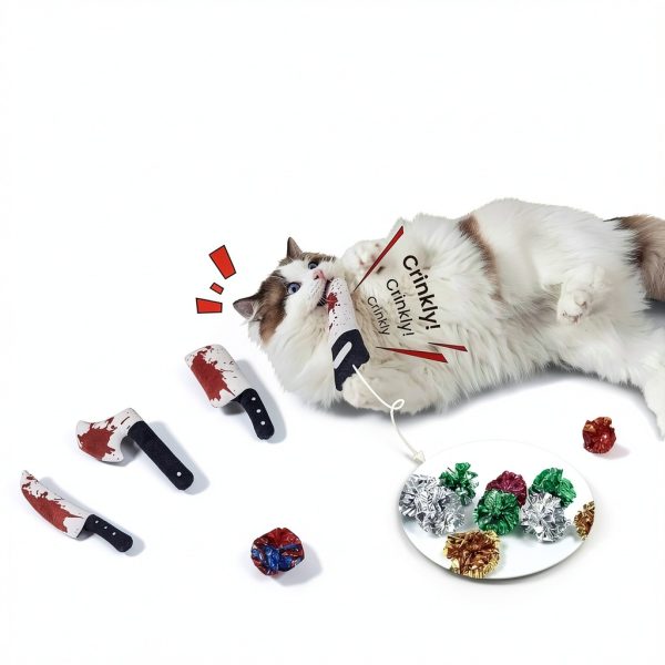 Potaroma 4Pcs Catnip Knife Toys for Indoor Cats, Crinkly Sound Kitten-3