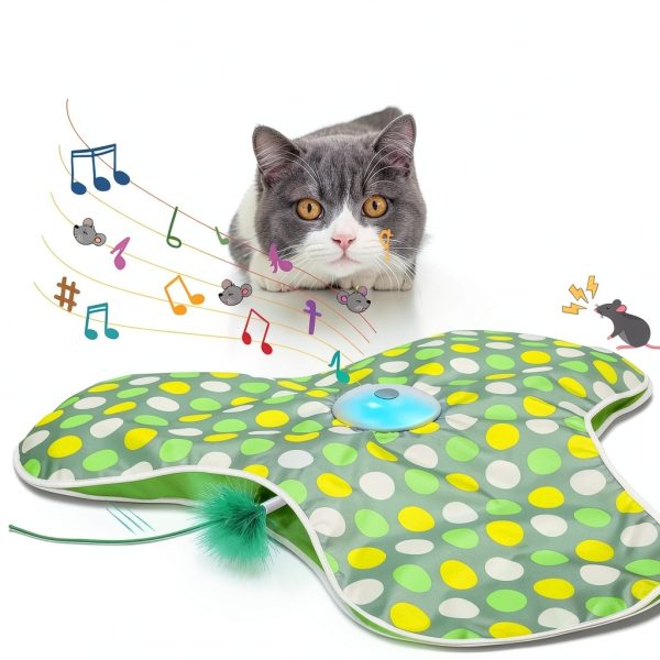 Interactive Cat Toys Rechargeable,Moving Concealed Feathers,Real Mouse Squeaky,Touch Activated Cat Kitten Toy Exercise Toys for Indoor Bored Adult Cats-2