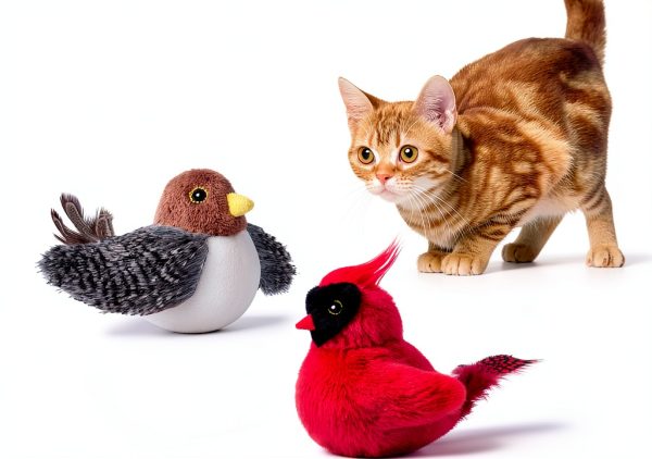 Cat Toys Potaroma Interactive Birdie Set with SilverVine Catnip 2 Pack-0