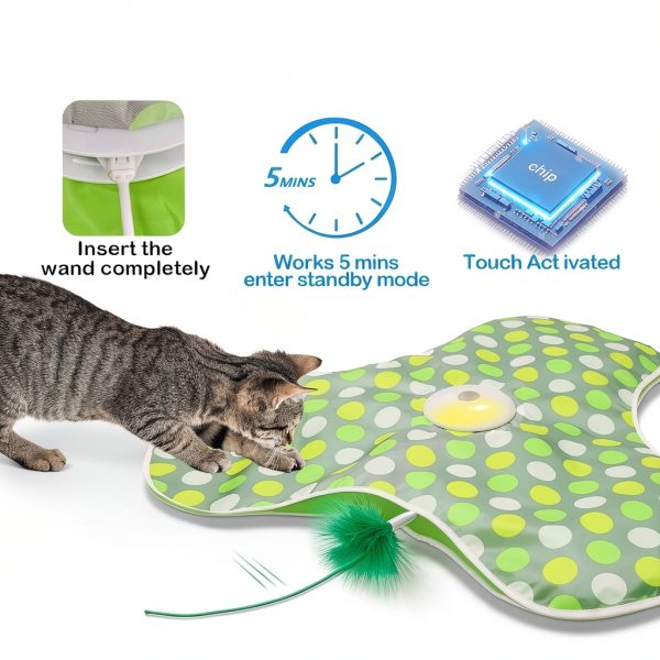 Interactive Cat Toys Rechargeable,Moving Concealed Feathers,Real Mouse Squeaky,Touch Activated Cat Kitten Toy Exercise Toys for Indoor Bored Adult Cats-3