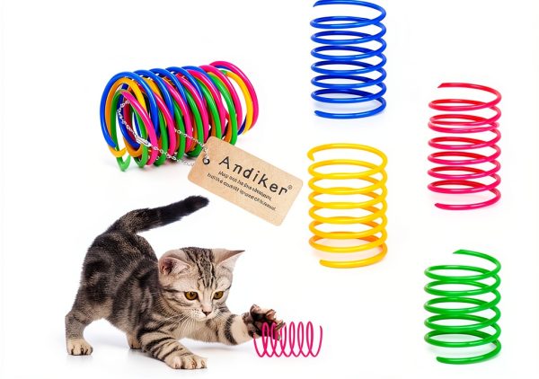 Andiker Interactive Cat Spiral Creative Spring Toy to Kill Time and Keep Fit, Sturdy and Heavy Plastic for Swatting, Biting, Hunting Kitten Toys, Colorful, 12 pcs-0