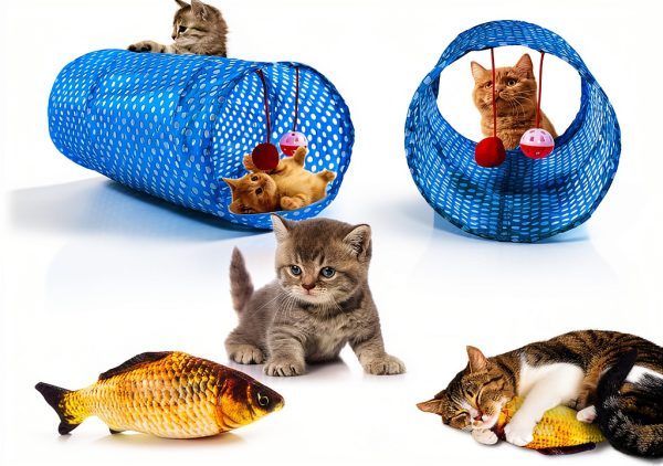 Cat Toys AILUKI 35PCS Kitten Toys Tunnel Feather Teaser Catnip Fish-1