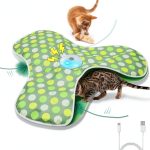 Interactive Cat Toys Rechargeable,Moving Concealed Feathers,Real Mouse Squeaky,Touch Activated Cat Kitten Toy Exercise Toys for Indoor Bored Adult Cats-0