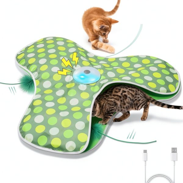 Interactive Cat Toys Rechargeable,Moving Concealed Feathers,Real Mouse Squeaky,Touch Activated Cat Kitten Toy Exercise Toys for Indoor Bored Adult Cats-0
