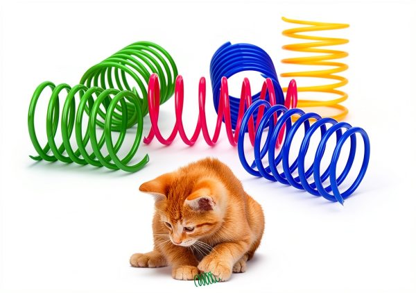 ISMARTEN Cat Spring Toy 60 Pack Interactive Toy Plastic Coil Springs-4