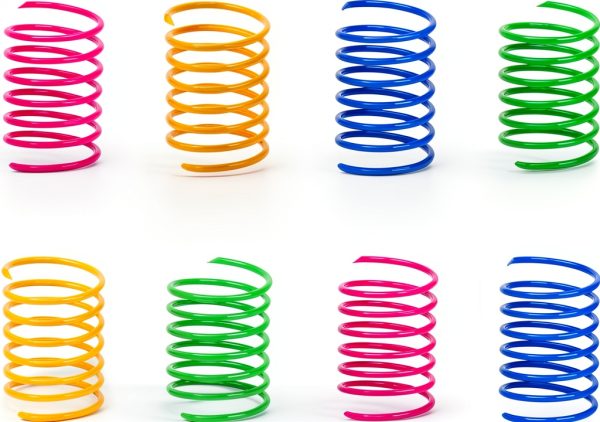 ISMARTEN Cat Spring Toy 60 Pack Interactive Toy Plastic Coil Springs-0