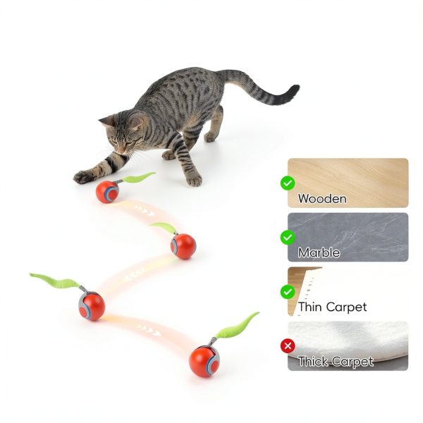 Moving Ball Cat Toy Potaroma Interactive Rechargeable Orange Ball-5