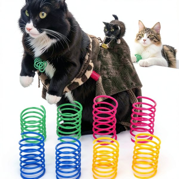 ISMARTEN Cat Spring Toy 60 Pack Interactive Toy Plastic Coil Springs-5